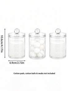 Set Kotak Penyimpanan Kamar Mandi 1/2/3/4 Buah: Wadah Penyimpanan Kapas Transparan 3 Buah (Dengan Baki Silikon Oval), Cocok untuk Menyimpan Kapas, Bola Kapas, dan Tusuk Gigi, Juga Berfungsi sebagai Kotak Penyimpanan Meja Rias atau Kotak Penyimpanan Kosmetik - MultiWarna - View 16
