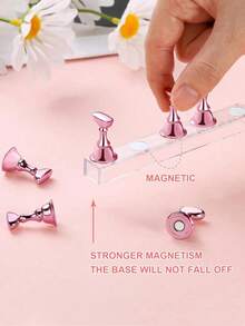 80pcs Pink Series Manicure Tool Kit, 48-Slot Reusable Nail Art Clay, 10 Nail Art Stands + 2 Clear Ba - Pink - View 11