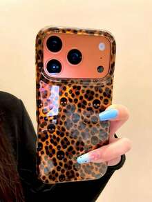 Vintage Black Skull Leopard Print Phone Case Compatible With Apple 17 Pro Max/ 17 Pro, Korean Ins Style Aesthetic, 16/15, Niche Creative Premium Full Coverage Shockproof New Phone Shell - Multicolor - View 3