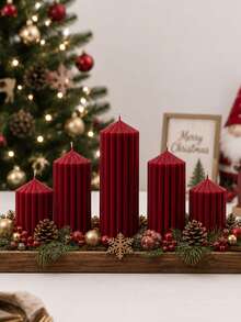 Christmas 4pcs Roman Column Scented Candle Set, Smokeless Scented Candles, Christmas Home Decor Candles, Halloween Decor Candles, Candle Centerpiece, Suitable For Home Decor Gifts - Coarse Gear Pointed Cylinder - View 4