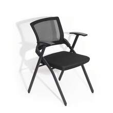 Ergonomic Mesh Office Chair, Foldable Training Chair With Armrests - Black - No Tabletop - View 5