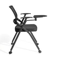 Ergonomic Mesh Office Chair, Foldable Training Chair With Armrests - Black - With Tabletop and Wheels - View 4