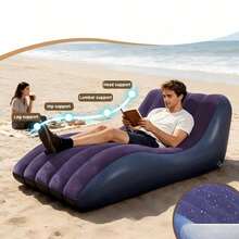 Outdoor Camping Inflatable Sofa, Portable Inflatable Sofa, Single Size Sofa Bed, Comfortable Outdoor Inflatable Sofa, Durable Indoor/Outdoor Inflatable Sofa, Inflatable Sofa With Armrests For Adults, Flocked Surface Indoor Inflatable Lounge Chair, Portable Inflatable Sofa Suitable For Movie Night, Outdoor Inflatable Sofa - Multicolor - View 3