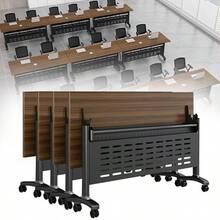 Mesa de conferencias plegable móvil con ruedas silenciosas, mesa de entrenamiento de madera grande de 47 pulgadas para oficina, aula y seminario, diseño modular para uso versátil - A-120cm/47.2cm - Ver 9