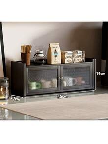 Modern Style Black Storage Cabinet With Fashionable Transparent Door Design, 2 Storage Compartments, Multi-Functional Dining Table Storage Unit, Suitable For Dining Room, Bathroom, Living Room And Bar Area, Stylish And Durable - Black - View 12