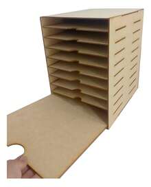 Exhibidor Organizador De Hojas Carta Mdf 10 Compartimentos - Natural - Ver 10