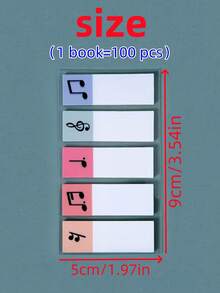 2 Packs (200 Sheets) Transparent Sticky Notes, Colorful Music Labels For Office Indexing And Marking, With Mini Music Notes, Reusable, Writable, Self-Adhesive Page Tabs, Suitable For Binders And Indexing. Back To School - Sticky Notes - View 3