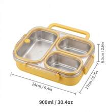 900ML 304 Stainless Steel Lunch Box With Cute Cartoon Pattern, Avoid Food Mixing, Microwave Bento Box With 3 Compartments, Portable Leak-Proof Lunch Container, Fruit Salad Food Storage Container, Meal Prep Box For Student Adult Use In School, Office - Multicolor - View 25