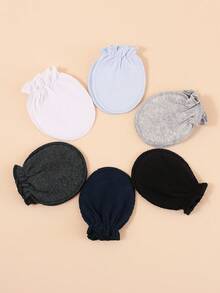 6 Pairs Solid Color Newborn Baby Mittens, All Season Anti-Scratch Infant Accessories - Multicolor - View 7