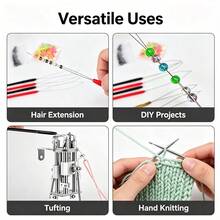 Hair Extension Loop Threader, 10 Pc Dual-Color Pulling Needle Set, Rust-Resistant Styling Tool With Beads Bands, Ideal For Beginner Home DIY Tinsel Feather I-Tip Hair Extension Craft Creation, Halloween - View 7