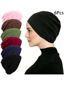 6/4/1pc Soft Elastic Lining Headscarf - Elegant Solid Color, Multi-Functional Headscarf, Fashionable Chemotherapy Hat, Suitable For Women - Ideal Choice For Casual Wear - Multicolor - View 10