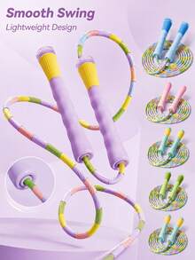 Adjustable Knot Jump Rope With Non-Slip Thumb Grip And Color-Coded Beads - Lightweight And Portable Jump Rope Suitable For Gyms, Travel, Beginners, Fitness Workouts, And Professional Training - Multi-Color Design To Suit Different Skill Levels. - Multicolor - View 9