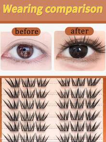 WANPIN Segmented False Eyelashes, Beginner-Friendly, Ready To Use, Reusable, Glue-Free Option Available, Varied Lengths, Natural Hair-Like Texture, Lightweight And Comfortable On Eyes, No Eye Irritation, Suitable For Daily Commute, Parties And Weddings - C - View 18