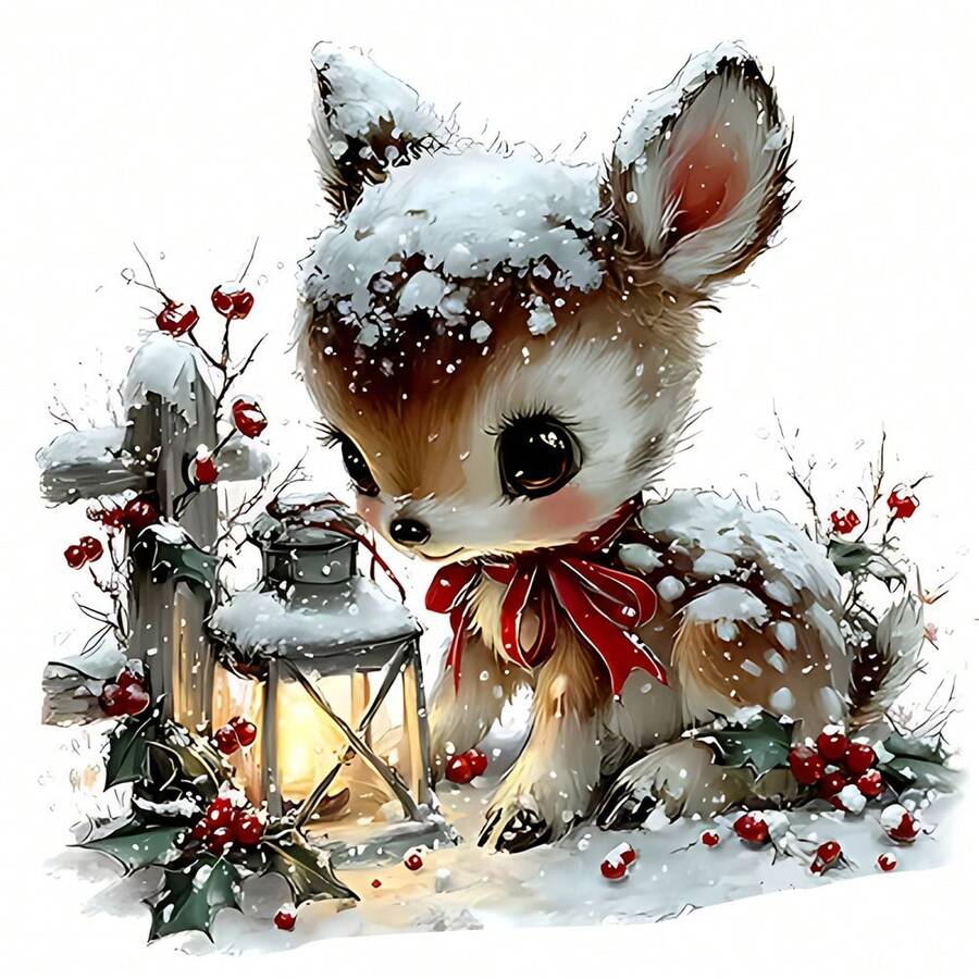 1/2/3pcs Snow Lantern Bow Deer Heat Transfer Iron-On Patch, Winter Christmas Deer Lantern Iron-On Sticker, DIY Decoration For T-Shirt, Sweatshirt, Pillow, Tote Bag - Multicolor - View 1