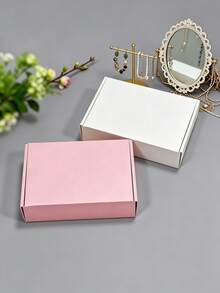 Foldable Corrugated Gift Box With Lid, Multiple Colors, Mailing Box For Shipping Packaging, Cardboard Gift Box, Suitable For Birthday, Wedding, Party, Holiday, Small Business Packaging - Pink - View 3