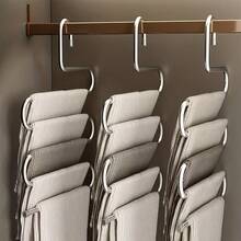 1pc 5-Layer Stainless Steel S-Shaped Pants Rackfor Hanging Pants, Towels, Jeans, And Various Additions, Wardrobe Organizer Artifact, Very Suitable For Storing Jeans And Pants, Space Saving Design, Clothes Storage Rack Storage - Multicolor - View 6