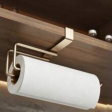 1pc Clip-On Paper Towel Holder, No Drilling Installation, Kitchen Cabinet Hanging Paper Roll Rack, Modern Metal Under-Cabinet Paper Towel Storage Rack, Suitable For Kitchen Countertop - Multicolor - View 2