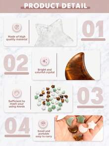 Natural Carved Star Moon Crystal Stone Set, Mixed Gemstone Decor With Gift Box Organza Bag & Info Cards, Home Ornament Collection Gift For Women - Multicolor - View 4