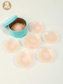 2/10pcs Silicone Nipple Covers With Gift Box, Round Concealing Stickers, Suitable For Photography And Stage Performance, Fashion Essential Accessory, Wedding Use - Multicolor - View 1