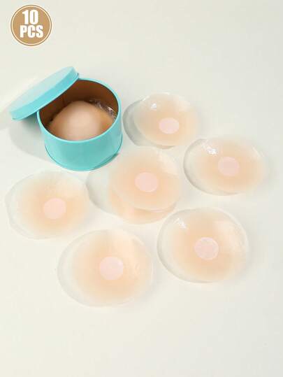 2/10pcs Silicone Nipple Covers With Gift Box, Round Concealing Stickers, Suitable For Photography And Stage Performance, Fashion Essential Accessory, Wedding Use
