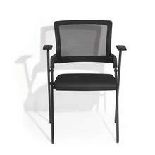 Ergonomic Mesh Office Chair, Foldable Training Chair With Armrests - Black - No Tabletop - View 3