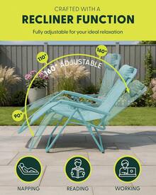 Gravity Chairs (2-Pack) Premium Heavy-Duty Outdoor Recliners With Luxe Two-Tone Design! Features Ultra-Padded Ergonomic Support, 5-Position Adjustable Backrest Independent Headrest, Built-In Cup Holder Phone Slot, And Smooth Rocking F - Mint - View 4