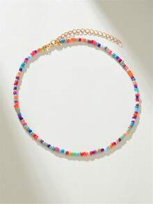 Cute Colorful Beaded Decor Daily Wear Necklace - Multicolor - View 6
