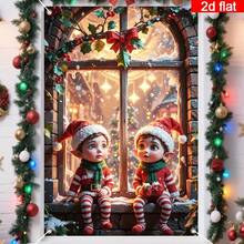 Flag, 2D Flat Banner, 1pc, Christmas Window Decoration Banner, Christmas Elf Curtain Decor, Christmas Decoration, Perfect For Christmas Party - Christmas Elf - View 6