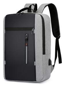 Water-Resistant Fashion Casual USB Port Men's Backpack - Grey - View 1