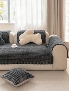 1 buah Sarung Sofa Quilted Warna Polos, Hangat, Lembut, Ramah Kulit, Dapat Dicuci dengan Mesin, Ramah Hewan Peliharaan, Dekorasi Liburan, Perlindungan Furnitur, Penyegaran Sofa Lama, Cocok untuk Sofa 1/2/3/4 Dudukan, Sandaran Tangan, Sandaran Punggung, Sarung Sofa - Dark Grey - View 3