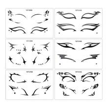 6 Sheets Spooky Halloween Eye Liner Stickers, Black Gothic Graphic Self‑Adhesive Face Decals, Easy Cosplay Party Eye Makeup Accessories For Halloween Costume - Black - View 8