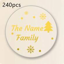 30-240pcs Custom Clear Christmas Name Stickers, Personalized Golden Holiday Gift Labels, Festive Christmas Tree Style, Customized Transparent Stickers, Gift Wrapping Decor, Customizable Name Seals, Christmas Party Favors, Christmas Gifts, Family - Multicolor - View 14