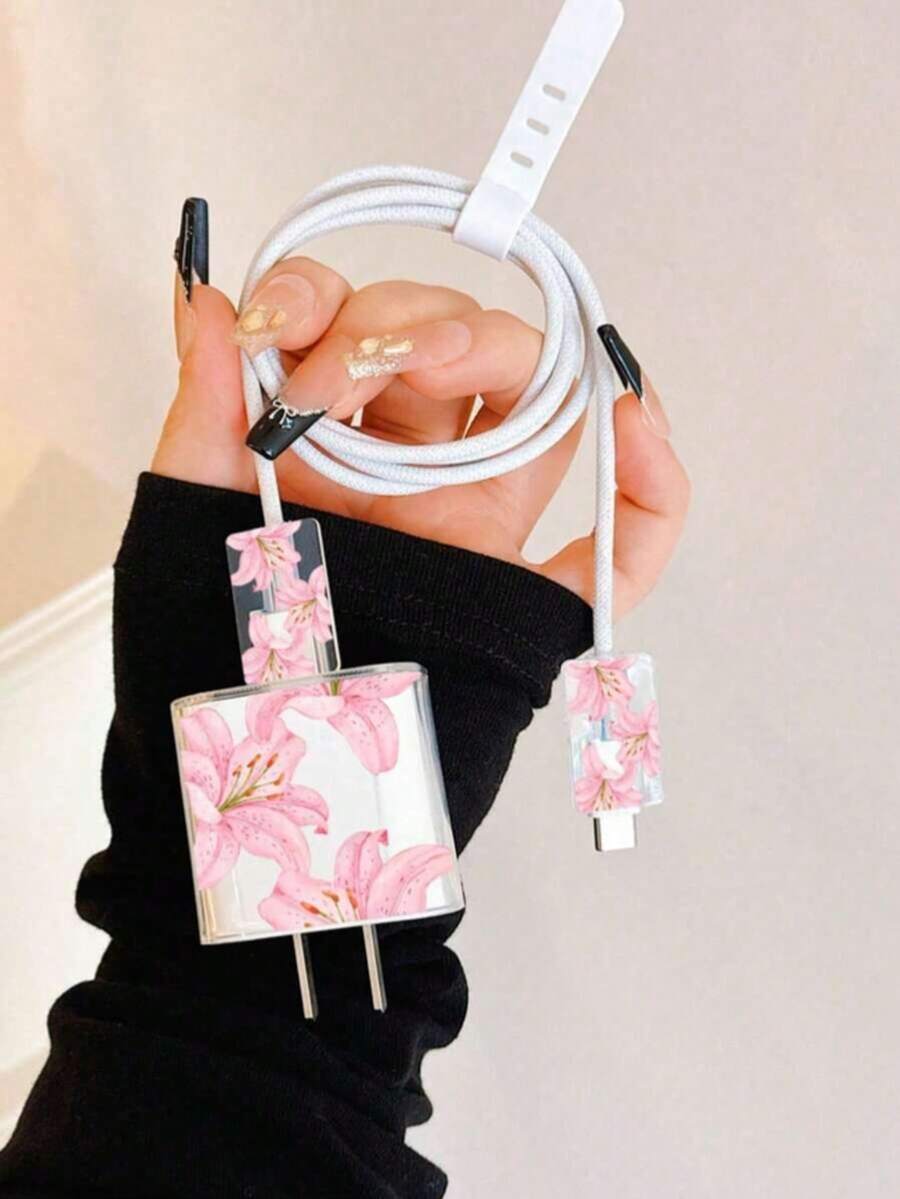 Minimalist Leopard Print Bow-Shaped Apple Charger Cable Protector, Suitable For 20W Apple 15 Charger Cable, 16 Pro Max Phone Data Cable, 13/14 Plus Protective Case, Anti-Break, Anti-Cat Bite - Brown Leopard Print - View 1