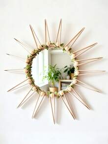 Bohemian Style Round Sunburst Decorative Wall Mirror, Modern Metal Mirror, Suitable For Bedroom, Living Room, Hallway, Bathroom, Balcony, Farmhouse Style Entryway, Small Size - Multiple Styles - View 3