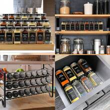 4pcs/8pcs/12pcs/18pcs/24pcs Seasoning Bottle Set, 4oz Square Seasoning Jars, Wooden Lid Jars, Kitchen BBQ Seasoning Bottles, Spice Rack Storage Box, Kitchen Tools, Kitchen Accessories (Sticker Content Needs To Be Filled In Yourself) - Multicolor - View 8