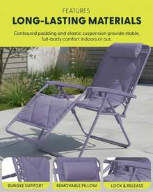 Gravity Chairs (2-Pack) Premium Heavy-Duty Outdoor Recliners With Luxe Two-Tone Design! Features Ultra-Padded Ergonomic Support, 5-Position Adjustable Backrest Independent Headrest, Built-In Cup Holder Phone Slot, And Smooth Rocking F - Lilac - View 3