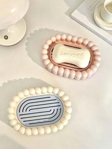 1pc Multi‑Color Bubble Edge Soap Dish With Foaming Net, Sweet Silicone Oval With Drain Hole Design, Quick‑Drying Storage Make Up Storage Organiser Bathroom Accessory, For Shower Room Vanity Countertop Daily Use All‑Season Household Decor - Multiple Styles - View 7