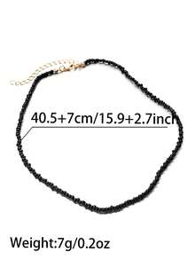 Kalung Manik-manik Sederhana - Hitam - View 3