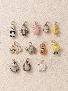 1pc New Cute Animal Pendant, Exquisite Cartoon Style, 14k Gold Plated Copper Material, Suitable For DIY Creative Necklace, Bracelet, Earrings, Bag Chain, Keychain, Waterproof And Sweat-Resistant, Suitable For Daily Casual Wear - Multicolor - View 6