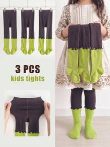 3 Pasang Celana Ketat Bayi, Celana Ketat Warna-warni, Modis, Cocok Untuk Bayi Perempuan, Ketebalan Sedang, Penting Untuk Pakaian Sehari-hari Anak - MultiWarna - View 8