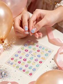 1pc Big Mouth Monster Relief Nail Sticker 3D Jelly Big Mouth Monster Eyes Face Cartoon Nail Art Sticker - Multicolor - View 5
