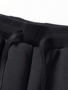 1pc Men's Outdoor Sports Cargo Style Style Cargo Pants With Flap Pockets, Elastic Drawstring, Straight Leg Fit, Casual Streetwear For Camping And Daily Wear - Black - View 5
