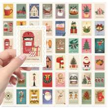 50pcs Christmas Vintage Stamps Stickers, For Water Bottles, Laptops, Notebooks, Phones, Luggage, Journals, Fridges - Multicolor - View 8