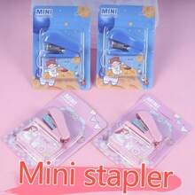 1 Set Cute Cartoon Mini Stapler Set With Staples, Portable Pocket Stapler For Student School Office Binding Stationery - Color Style Randomized - View 1