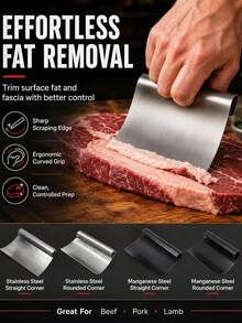 1pc Ergonomic Curved Meat Scraper, Handheld Fat Trimmer For Beef & Pork, Sharp Edge Kitchen Prep Tool For Meat, Bench Scraper Kitchen Accessory With Comfortable Grip, Fast Fat Fascia Removal For Beef Pork Lamb - Multicolor - View 2