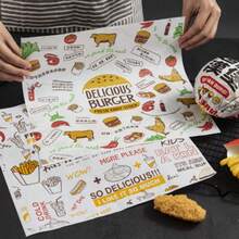 50/100 tờ giấy gói thực phẩm hamburger sandwich, giấy chống thấm dầu cho bánh cuộn hamburger, giấy gói, giấy lót chống thấm dầu cho bánh ngọt và bánh mì, giấy nướng không dính cho nhà bếp và dịch vụ ăn uống, đồ dùng thiết yếu cho nhà bếp và nhà hàng - Nhiều màu - Xem 3