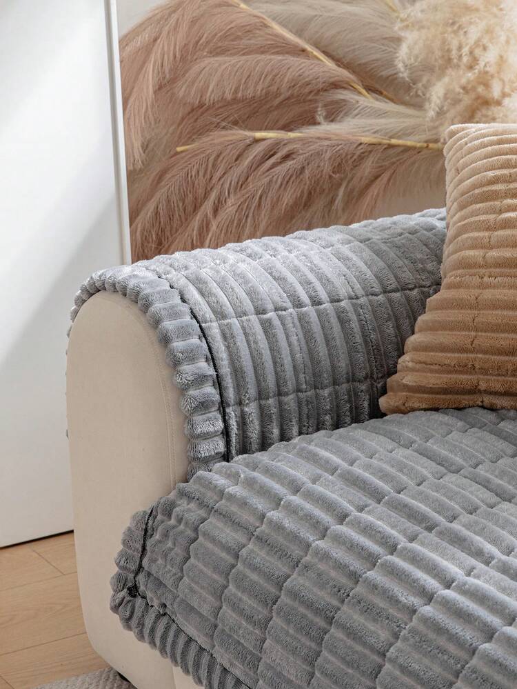 1 buah Sarung Sofa Berlapis Warna Polos, Dapat Digunakan Sepanjang Musim, Hangat dan Lembut, Ramah Kulit untuk Musim Gugur/Dingin, Dapat Dicuci dengan Mesin, Ramah Hewan Peliharaan, Dekorasi Liburan, Perlindungan Furnitur, Pembaruan Sofa Lama, Cocok untuk Sofa 1/2/3/4 Dudukan, Sandaran Tangan, Sandaran Punggung Sofa - Light Grey - View 9