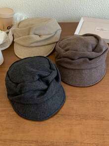 1pc Women's Beret Hat, Vintage Newsboy Cap, Pleated Beret, Suitable For Travel, Commuting, Street Style, Fashion Accessory - Stacked Berets - View 6