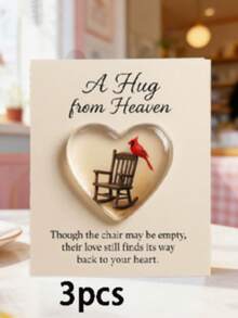 1/3pcs Pocket Hug Heart Cards - Hug From Heaven, Heart-Shaped Memorial Statue With Bird, Includes Inspirational Blessing Card, Suitable For Memorial, Home Decor, Gift - Multicolor - View 11