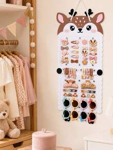 1pc Cat/Dog/Deer/Fox Animal Felt Hair Accessory Storage Bag, Cartoon Fun Hair Clip And Headband Organizer Bag, Home Decor Storage Bag, Suitable For Wardrobe, Bedroom, Vanity And Closet - Multicolor - View 7